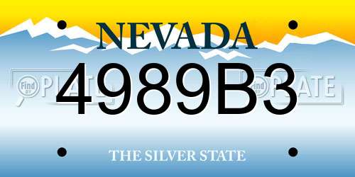 4989B3 Nevada License Plate