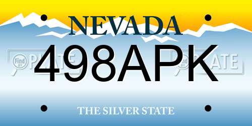 498APK Nevada License Plate