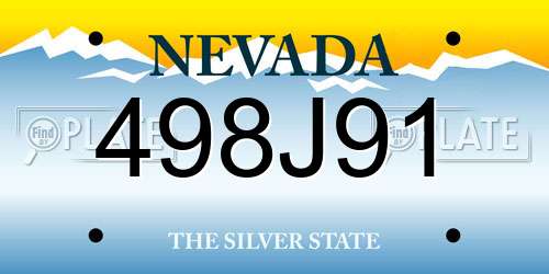 498J91 Nevada License Plate