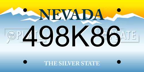 498K86 Nevada License Plate