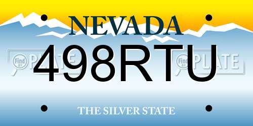 498RTU Nevada License Plate