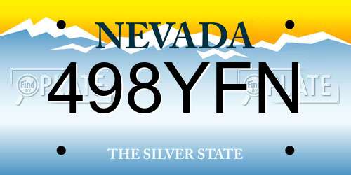 498YFN Nevada License Plate