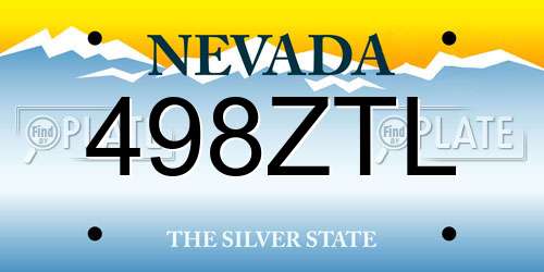 498ZTL Nevada License Plate
