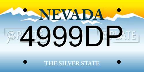4999DP Nevada License Plate