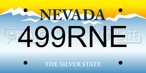 499RNE Nevada License Plate