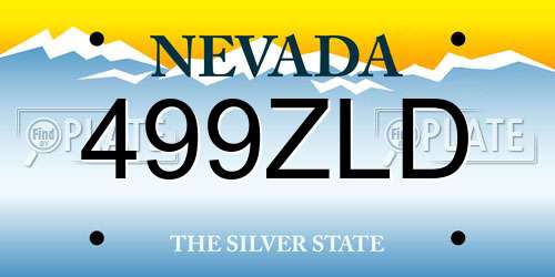 499ZLD Nevada License Plate