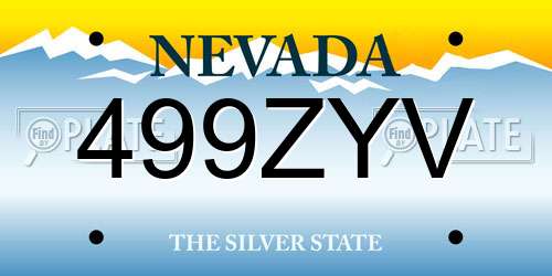 499ZYV Nevada License Plate