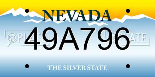 49A796 Nevada License Plate
