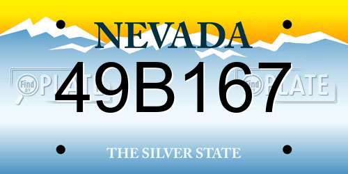 49B167 Nevada License Plate