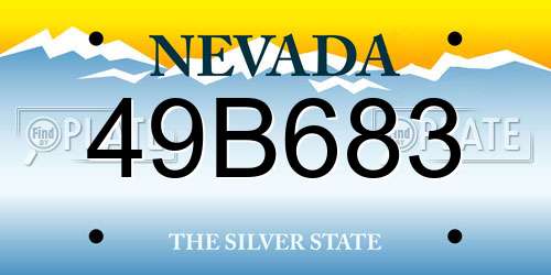 49B683 Nevada License Plate