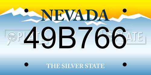 49B766 Nevada License Plate