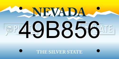 49B856 Nevada License Plate