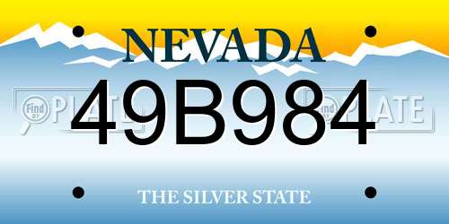 49B984 Nevada License Plate