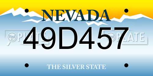 49D457 Nevada License Plate