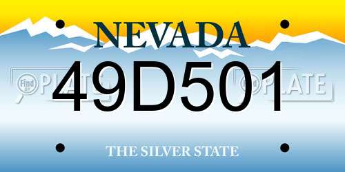 49D501 Nevada License Plate