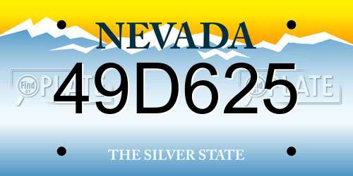 49D625 Nevada License Plate