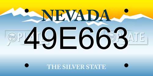49E663 Nevada License Plate