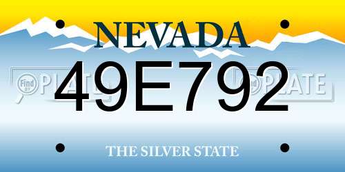49E792 Nevada License Plate
