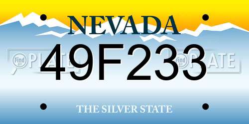 49F233 Nevada License Plate