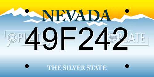 49F242 Nevada License Plate