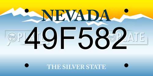 49F582 Nevada License Plate