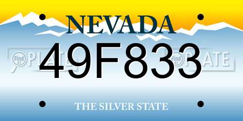 49F833 Nevada License Plate