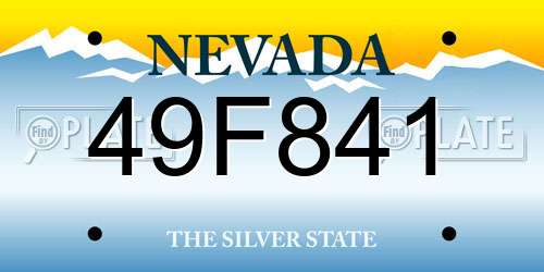 49F841 Nevada License Plate