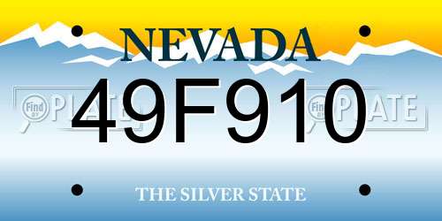49F910 Nevada License Plate