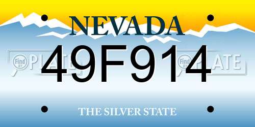 49F914 Nevada License Plate