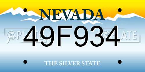 49F934 Nevada License Plate