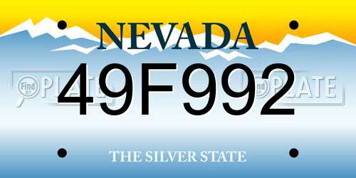 49F992 Nevada License Plate