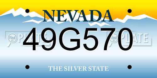 49G570 Nevada License Plate