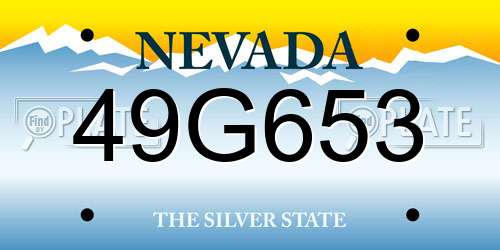 49G653 Nevada License Plate