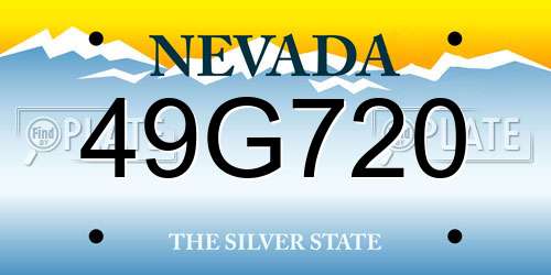 49G720 Nevada License Plate