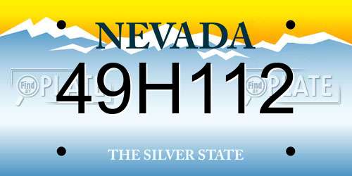 49H112 Nevada License Plate