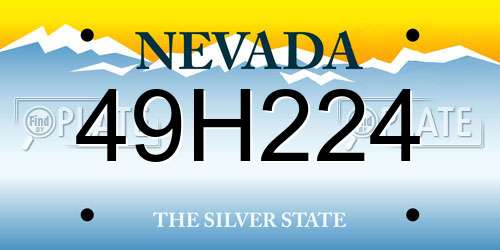 49H224 Nevada License Plate