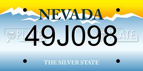 49J098 Nevada License Plate
