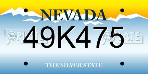 49K475 Nevada License Plate