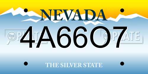 4A66O7 Nevada License Plate