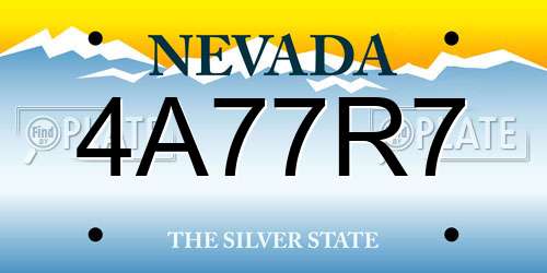4A77R7 Nevada License Plate