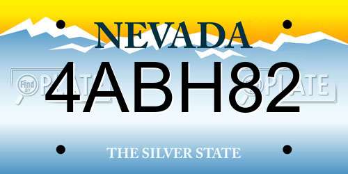 4ABH82 Nevada License Plate