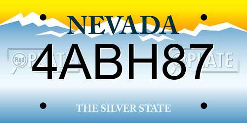 4ABH87 Nevada License Plate