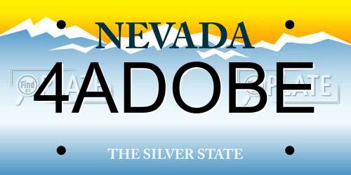 4ADOBE Nevada License Plate
