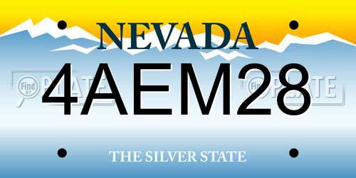4AEM28 Nevada License Plate