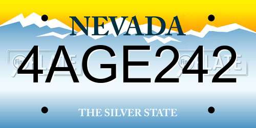 4AGE242 Nevada License Plate