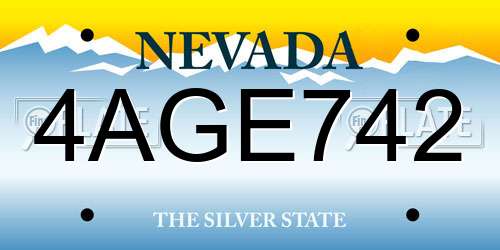 4AGE742 Nevada License Plate