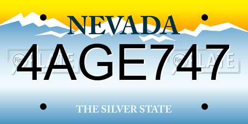 4AGE747 Nevada License Plate