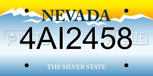 4AI2458 Nevada License Plate