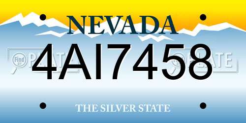 4AI7458 Nevada License Plate