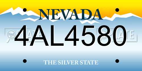 4AL4580 Nevada License Plate